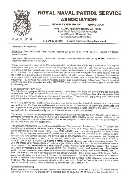 Preview of newsletter 64 spring 2008