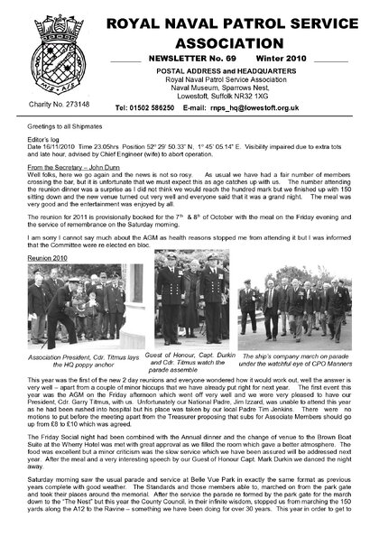 Preview of newsletter 69 winter 2010