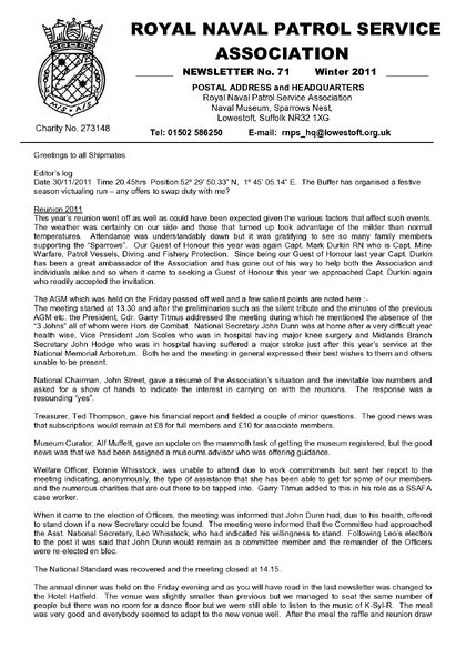 Preview of newsletter 71 winter 2011