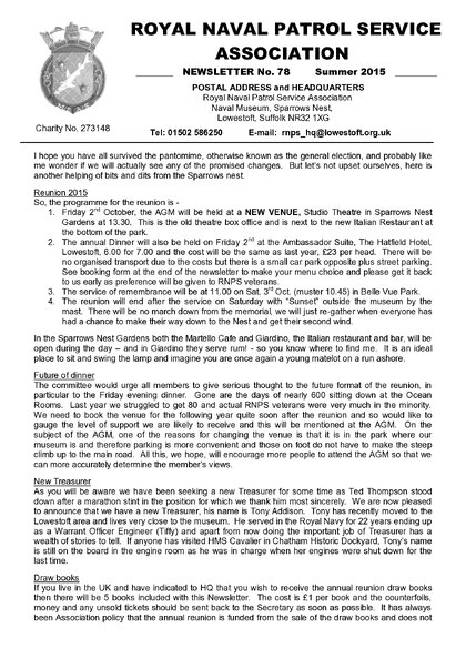 Preview of newsletter 78 spring 2015