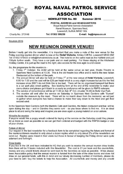Preview of newsletter 80 summer 2016