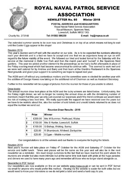 Preview of newsletter 85 winter 2018-2