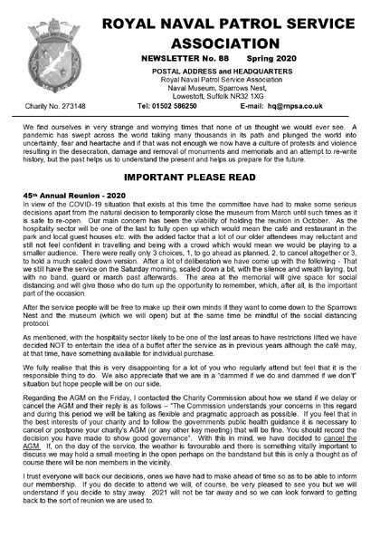 Preview of newsletter 88 summer 2020